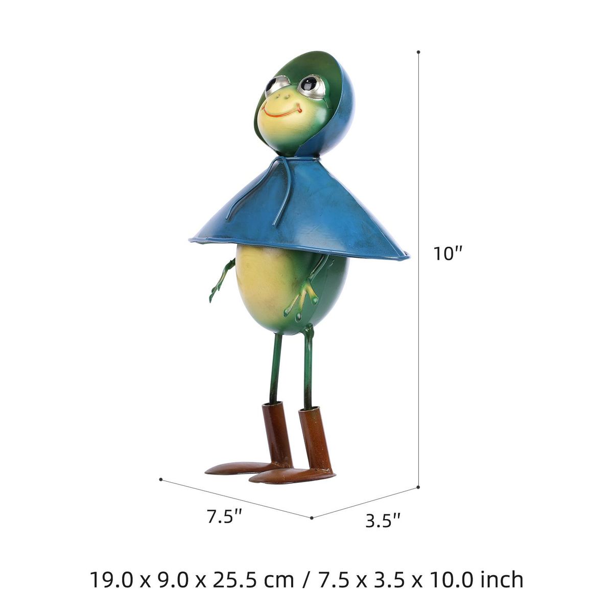Tomfeel Cartoon Frog Sculpture Frog with Umbrellas Frog in Raincoat Metal Sculpture Iron Animal Sculpture Garden Furnishing Home Desk Ornament