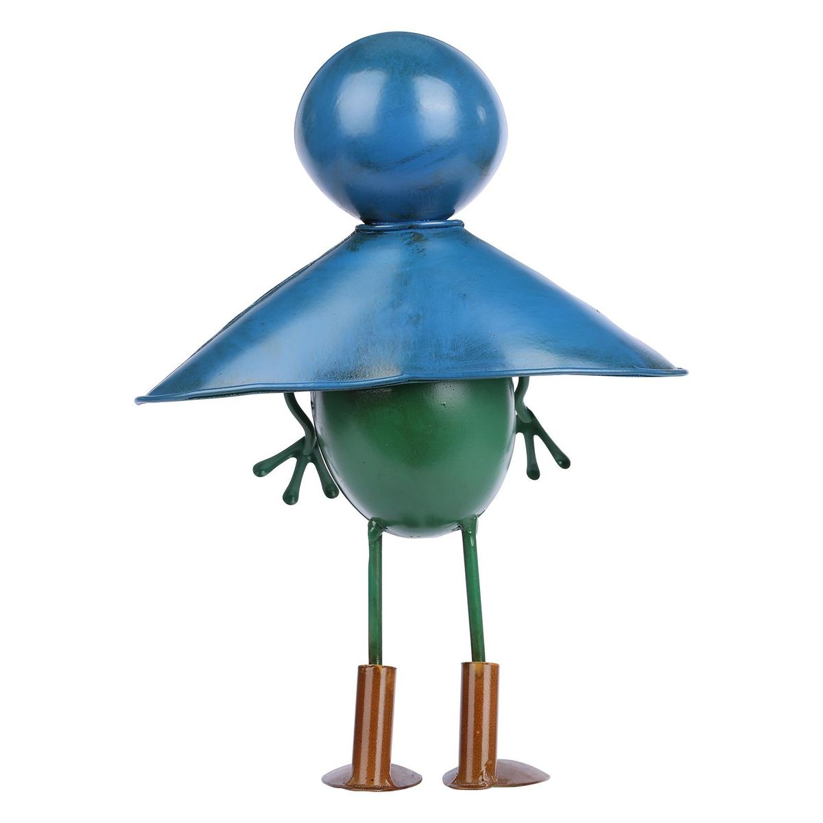 Tomfeel Cartoon Frog Sculpture Frog with Umbrellas Frog in Raincoat Metal Sculpture Iron Animal Sculpture Garden Furnishing Home Desk Ornament