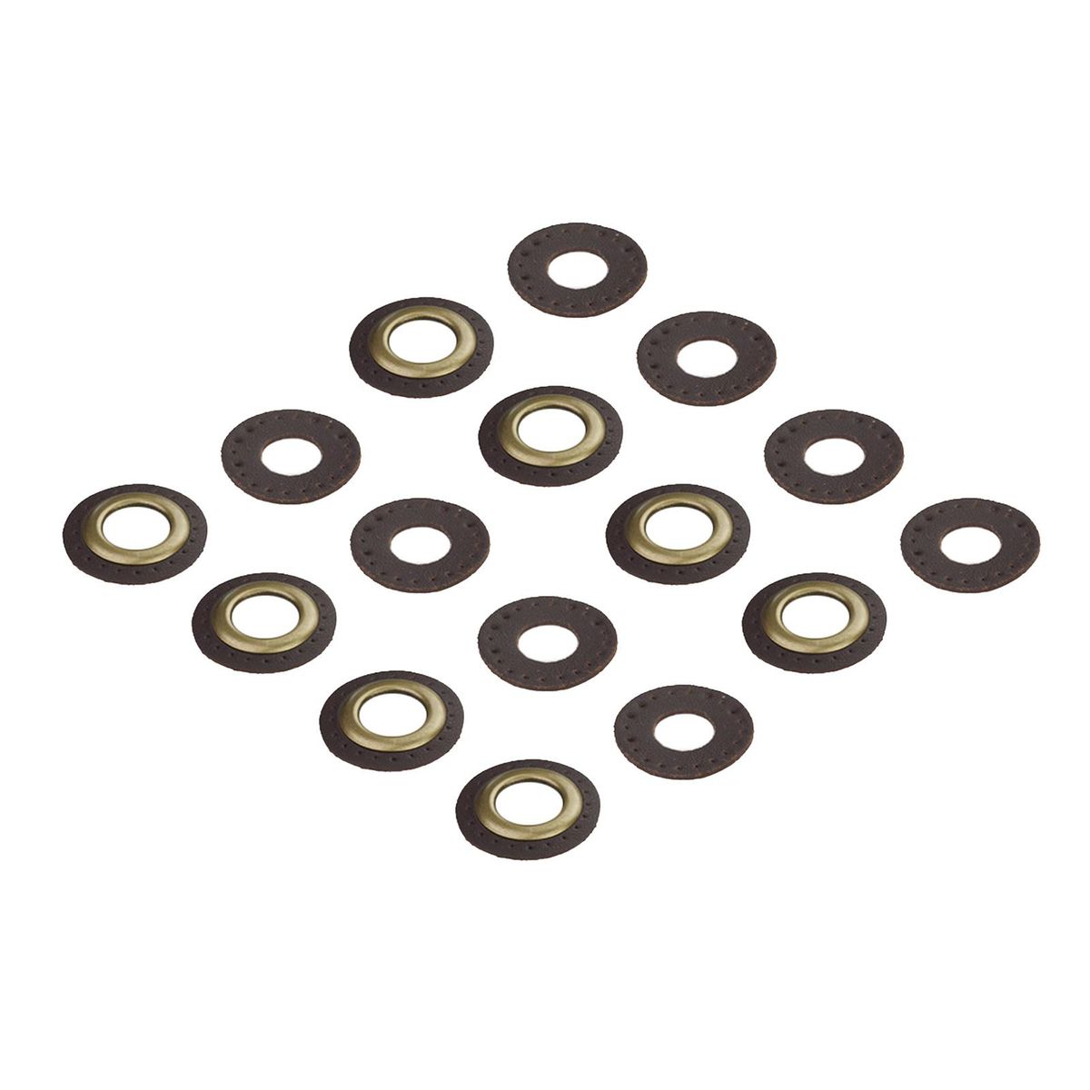 Grommets Eyelets Set, PU Leather Grommets, Sew On  Dark Brown