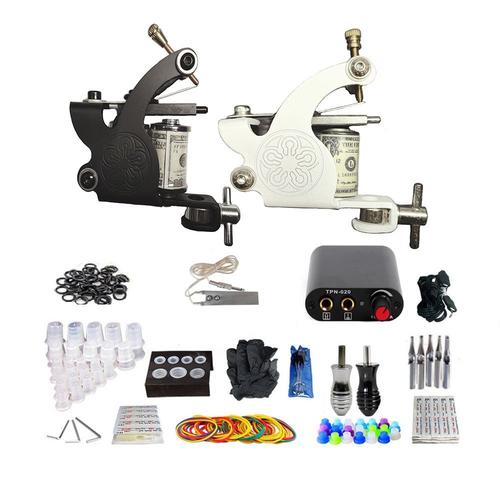 Professional Complete Tattoo Kit 2  Coil Machine 50 Needles