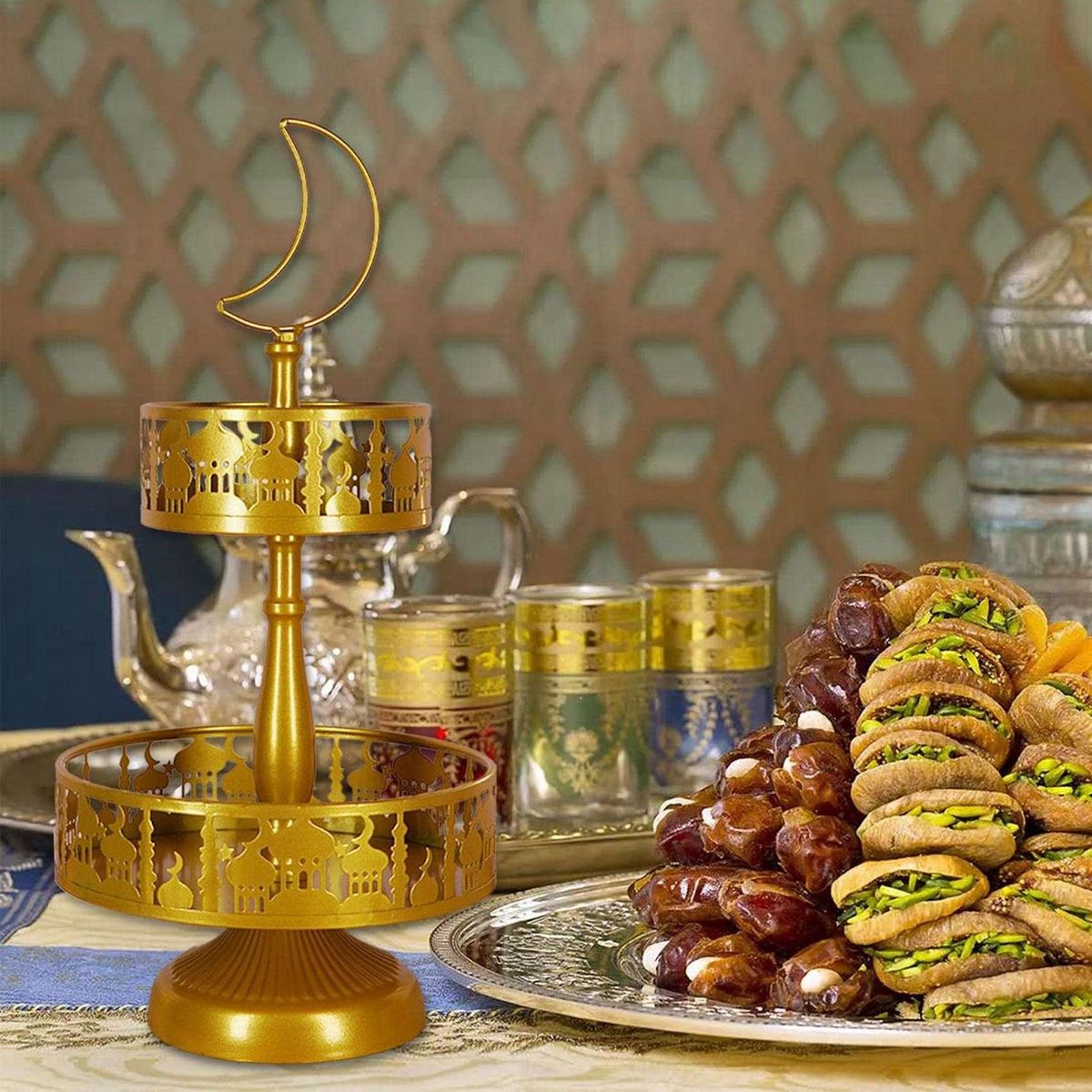 Ramadan Tray Eid Mubarak Plate Muslim Metal Tray Party