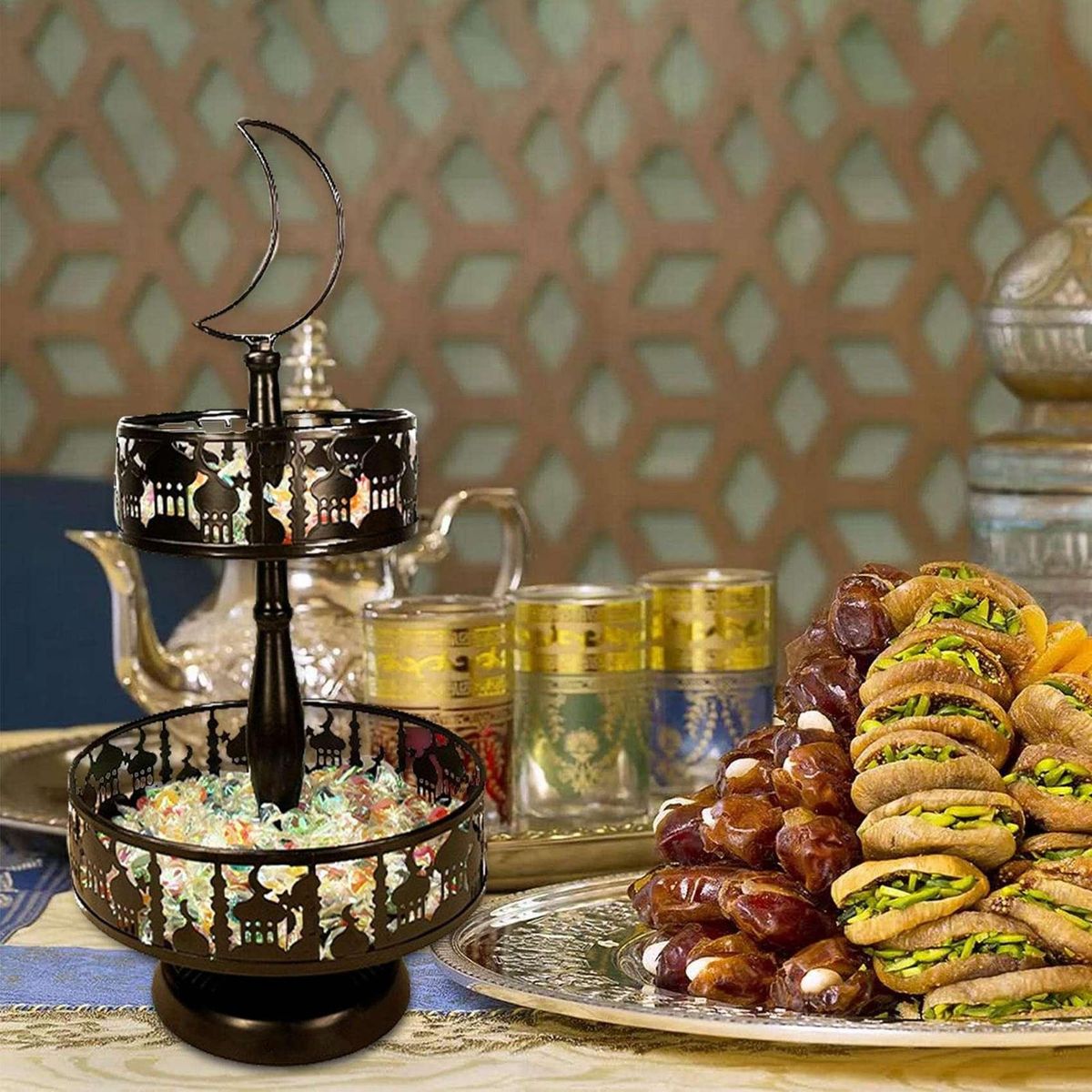 Ramadan Tray Eid Mubarak Plate Muslim Metal Tray Party
