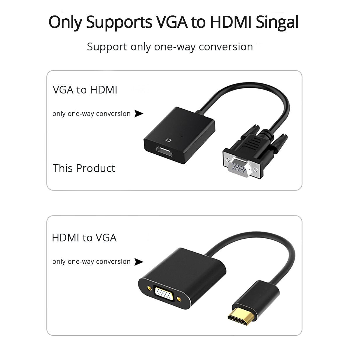 Biaze VGA To HD Converter Cable Video Cable Audio Cable HD Converter For TV Screen Projector ZH32 Black