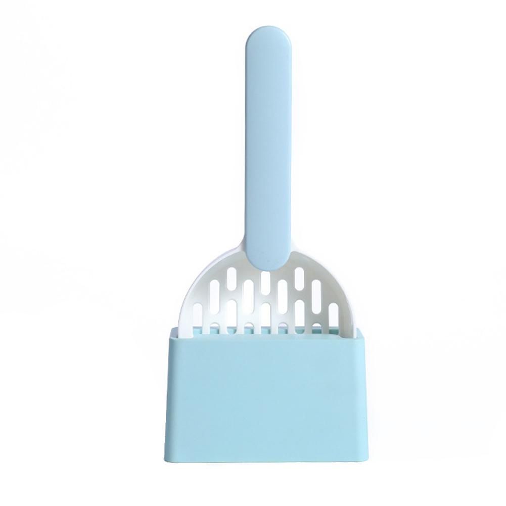 Cat Litter Shovel Plastic Cats Poop Scoop with Base Blue