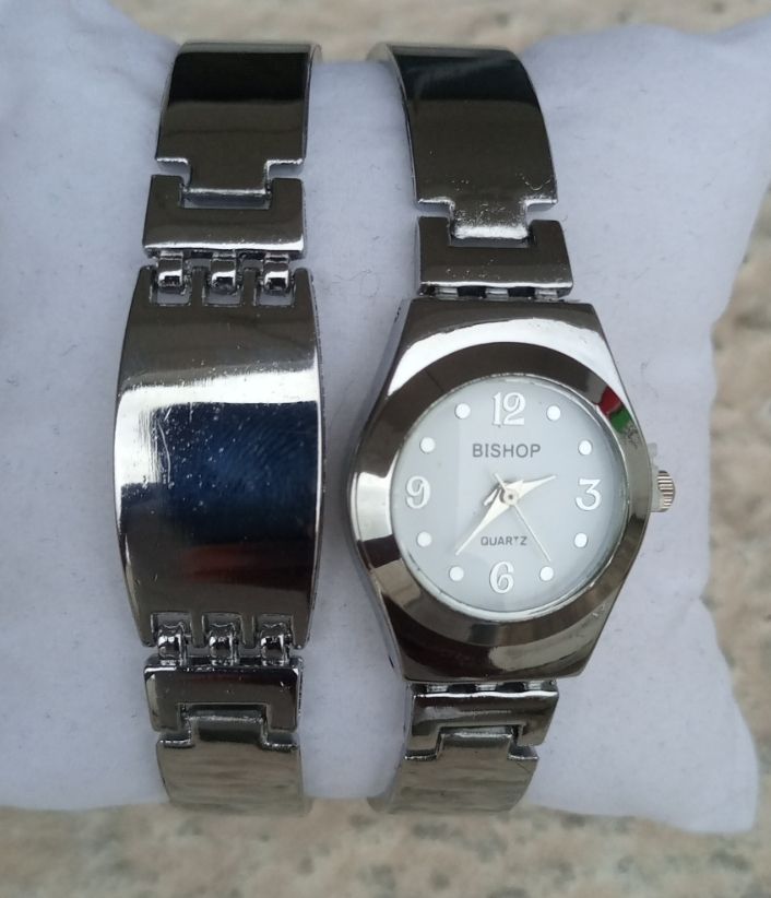 2 In 1 Full Steel Women Wristwatch With Bracelet-silver