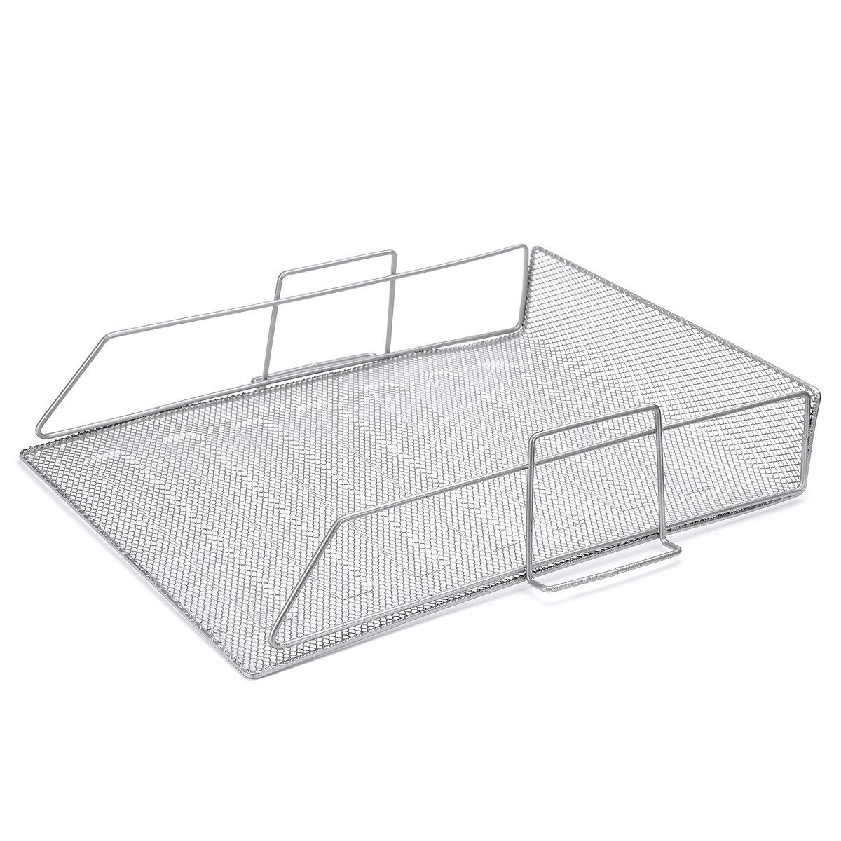 4 Layers Metal Document Trays Desktop Stackable Letter Trays File Organizers Silver