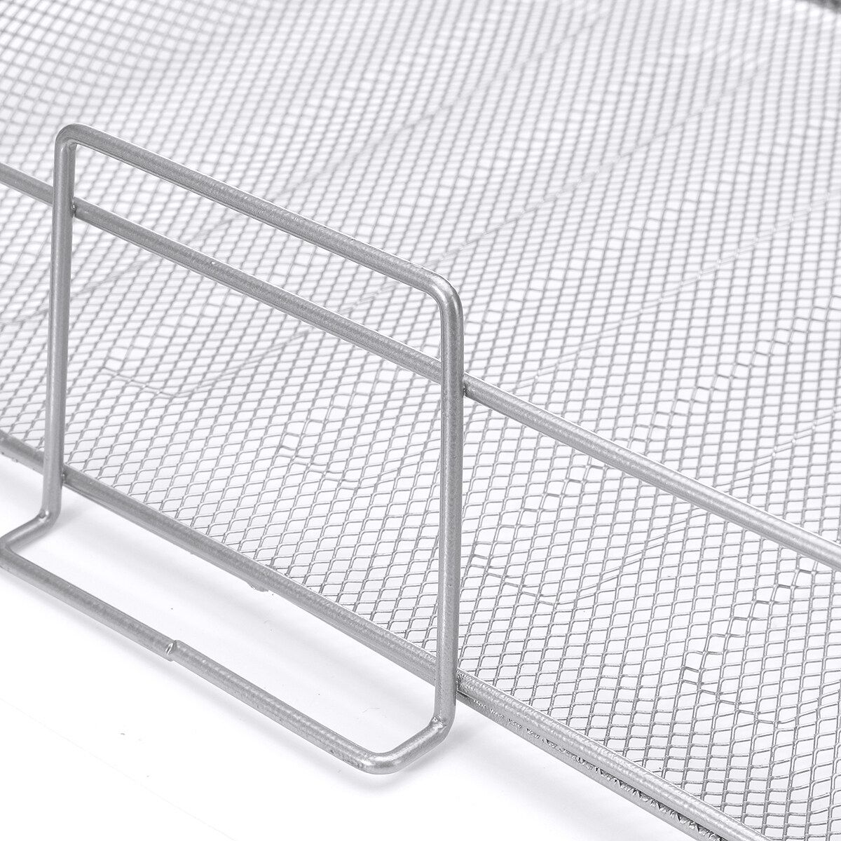 4 Layers Metal Document Trays Desktop Stackable Letter Trays File Organizers Silver