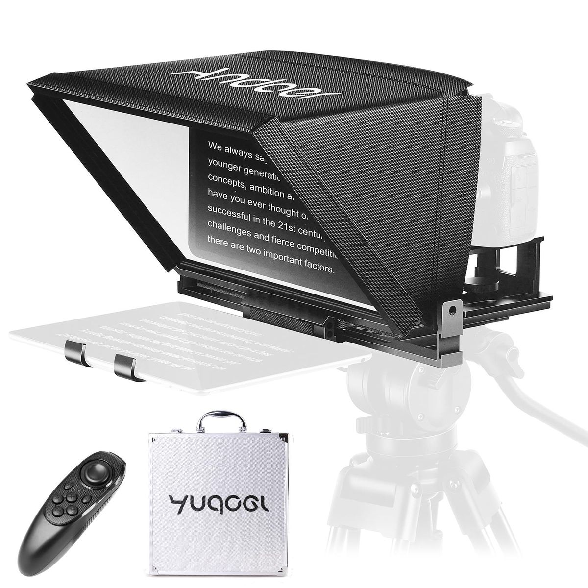Andoer A12 Portable Camera Teleprompter Prompter for DSLR/ Mirrorless Cameras Video Recording Live Streaming Interview Stage Presentation Speech with Remote Control Carry Case