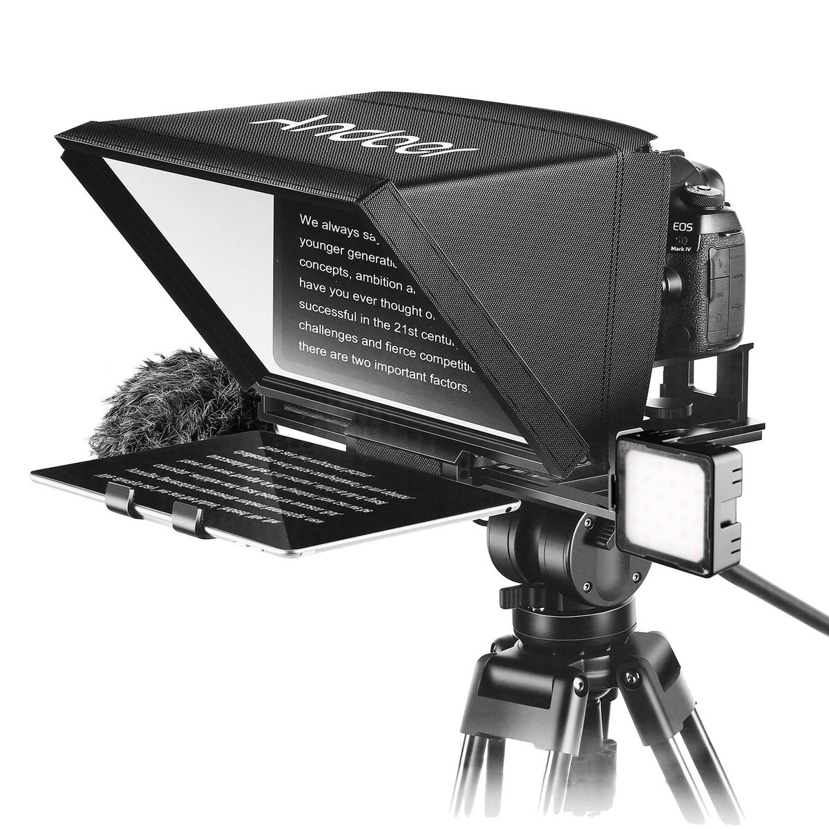 Andoer A12 Portable Camera Teleprompter Prompter for DSLR/ Mirrorless Cameras Video Recording Live Streaming Interview Stage Presentation Speech with Remote Control Carry Case