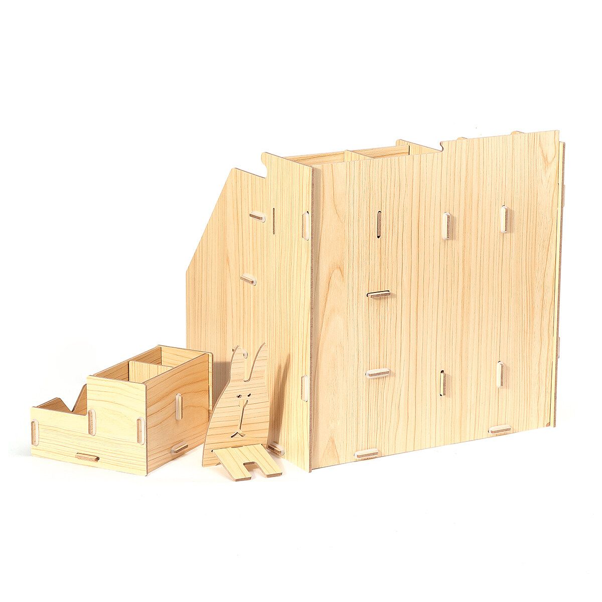 Table Storage Rack Desktop Pen Pencil Organizer File Stand Holder Rack Box Office Case White Maple
