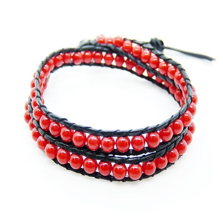 Men/Women Weaving Leather Strand Bacelets Wrap European Bead Bracelets Jewelry
