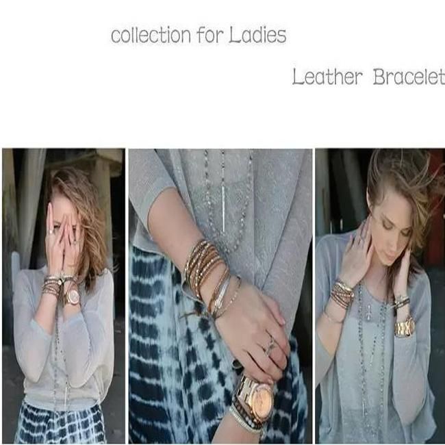 Men/Women Weaving Leather Strand Bacelets Wrap European Bead Bracelets Jewelry