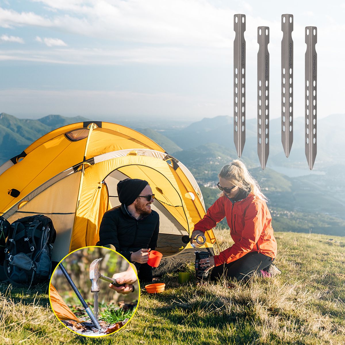 4/6 Pack 6.3 Inch Camping Tent Pegs Ultralight