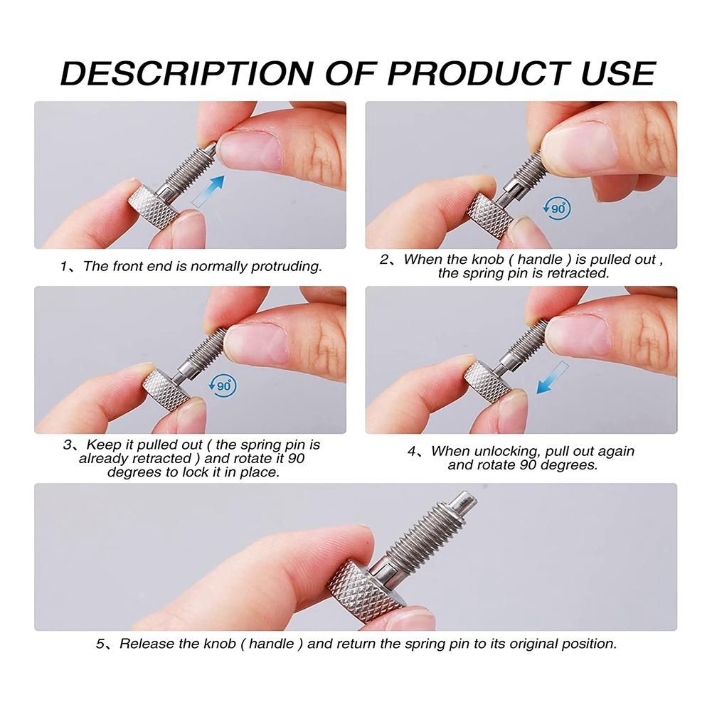 2 Pcs Hand Retractable Spring Plunger Stainless Steel Lock Out M6 Type Quick Release Pins for Rolling Toolbox Packout