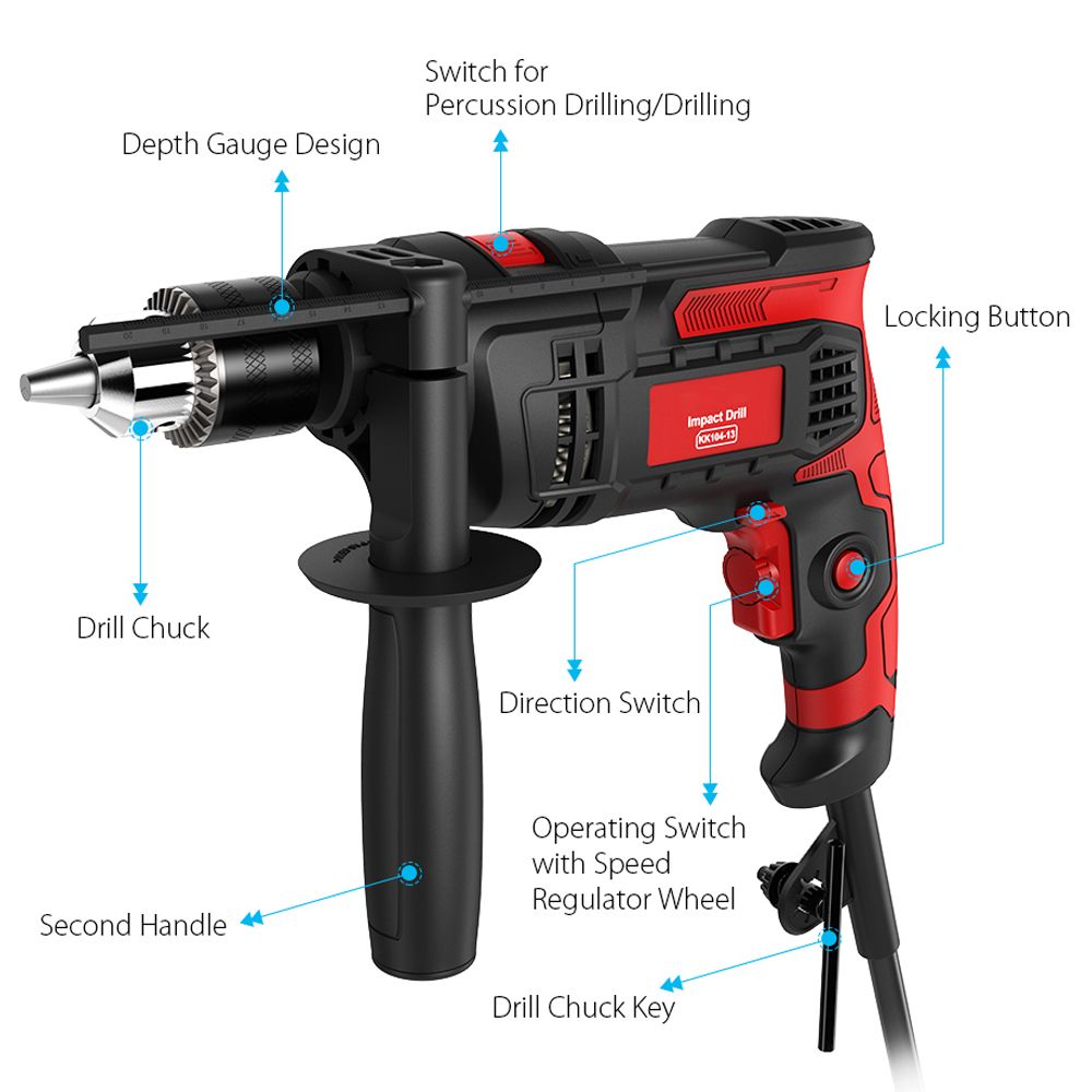 Hammer Drill Impact Drill 850W 3000 RPM Hand Electric Drill