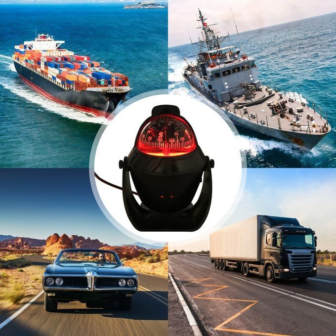 Marine Navigation Waterproof Outdoor Trip Tools Illuminated Marine  -black-14*12*11cm