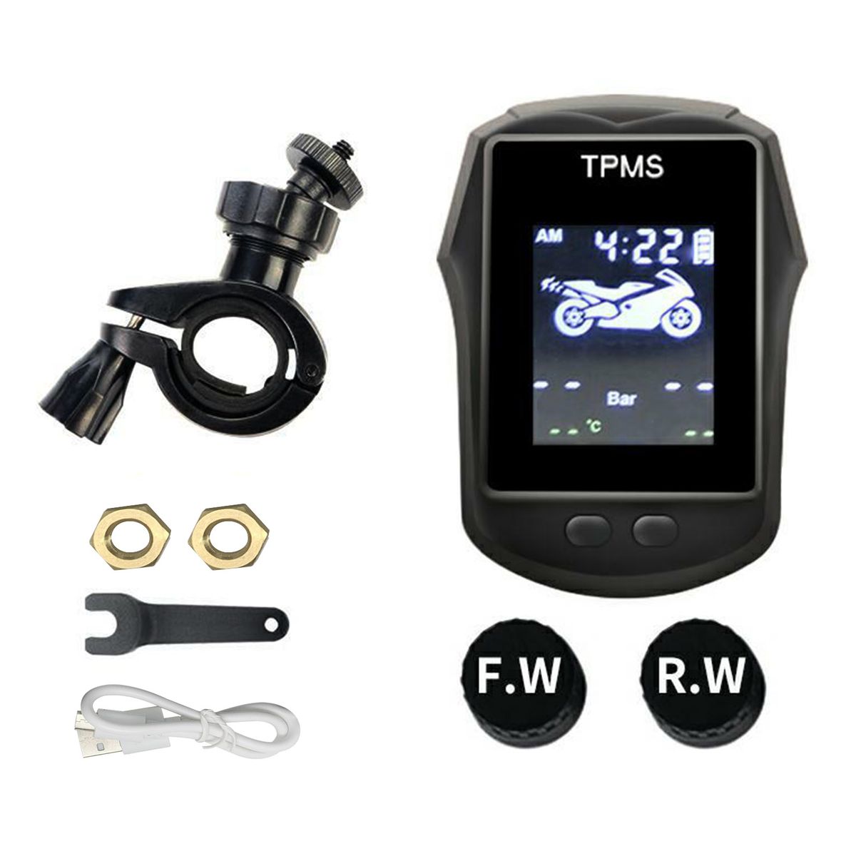 Motorcycle Exterior TPMS Wireless Tire Pressure Temperature