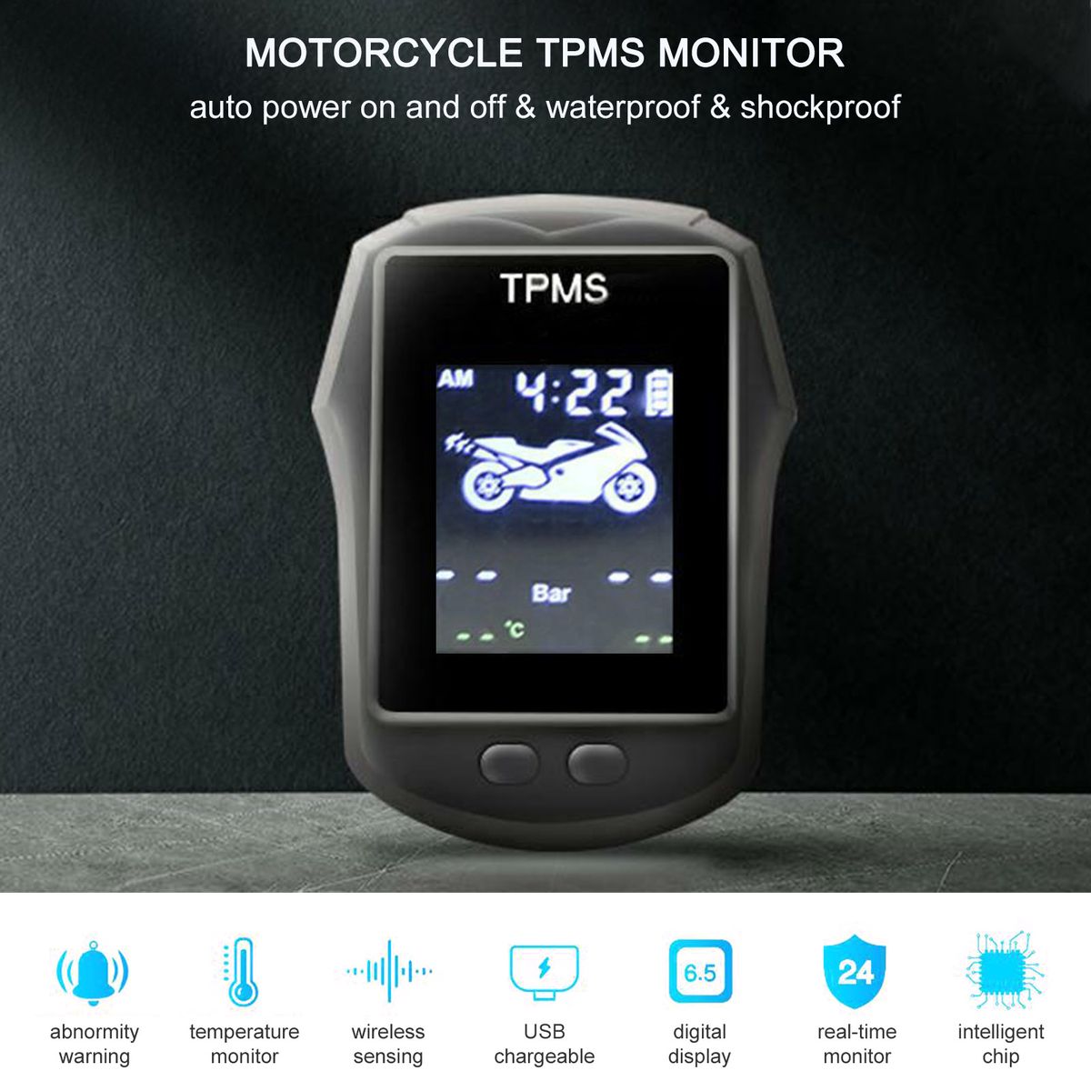 Motorcycle Exterior TPMS Wireless Tire Pressure Temperature
