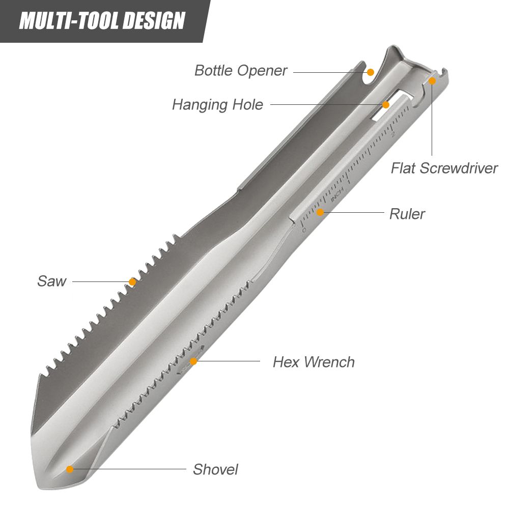 Ultralight Titanium Hand Shovel Multi Tool Backpacking