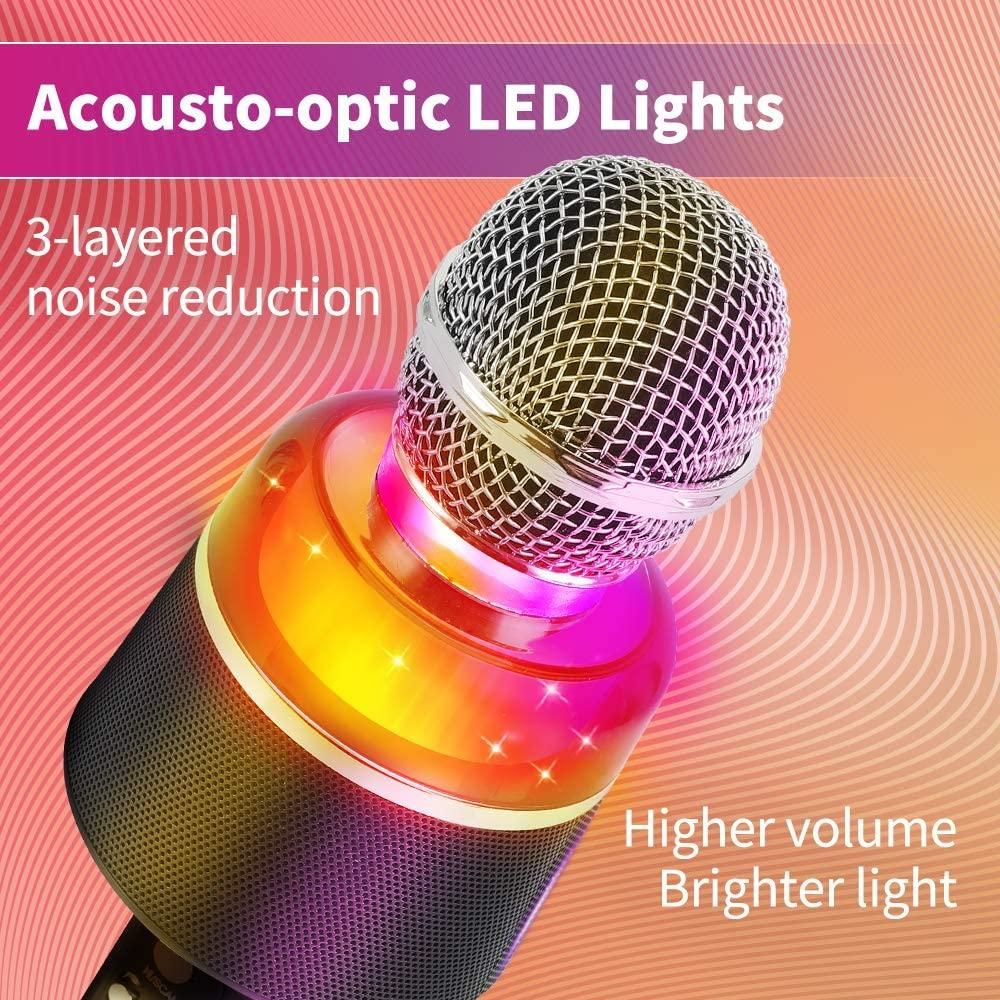 Karaoke Microphone for Kids, Wireless Bluetooth Karaoke Portable Mic Speaker Player Recorder for KTV Birthday Party