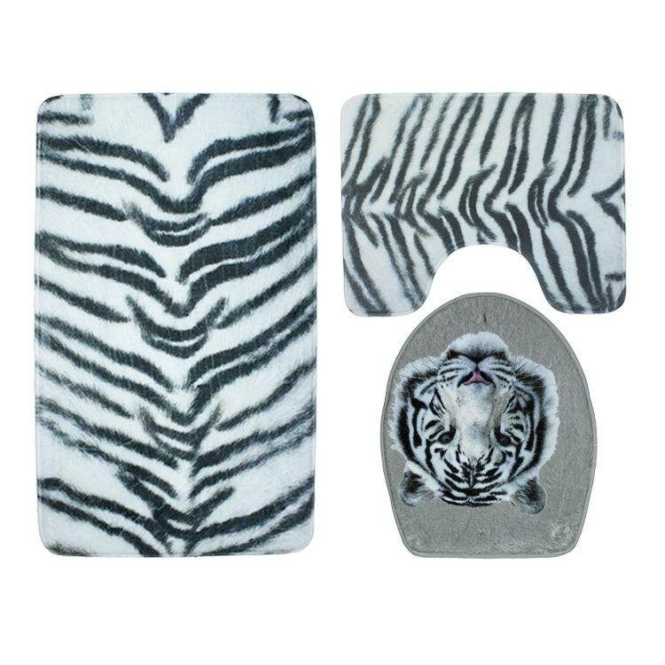 Three-piece Toilet Seat In Tiger Leopard Bathroom Two