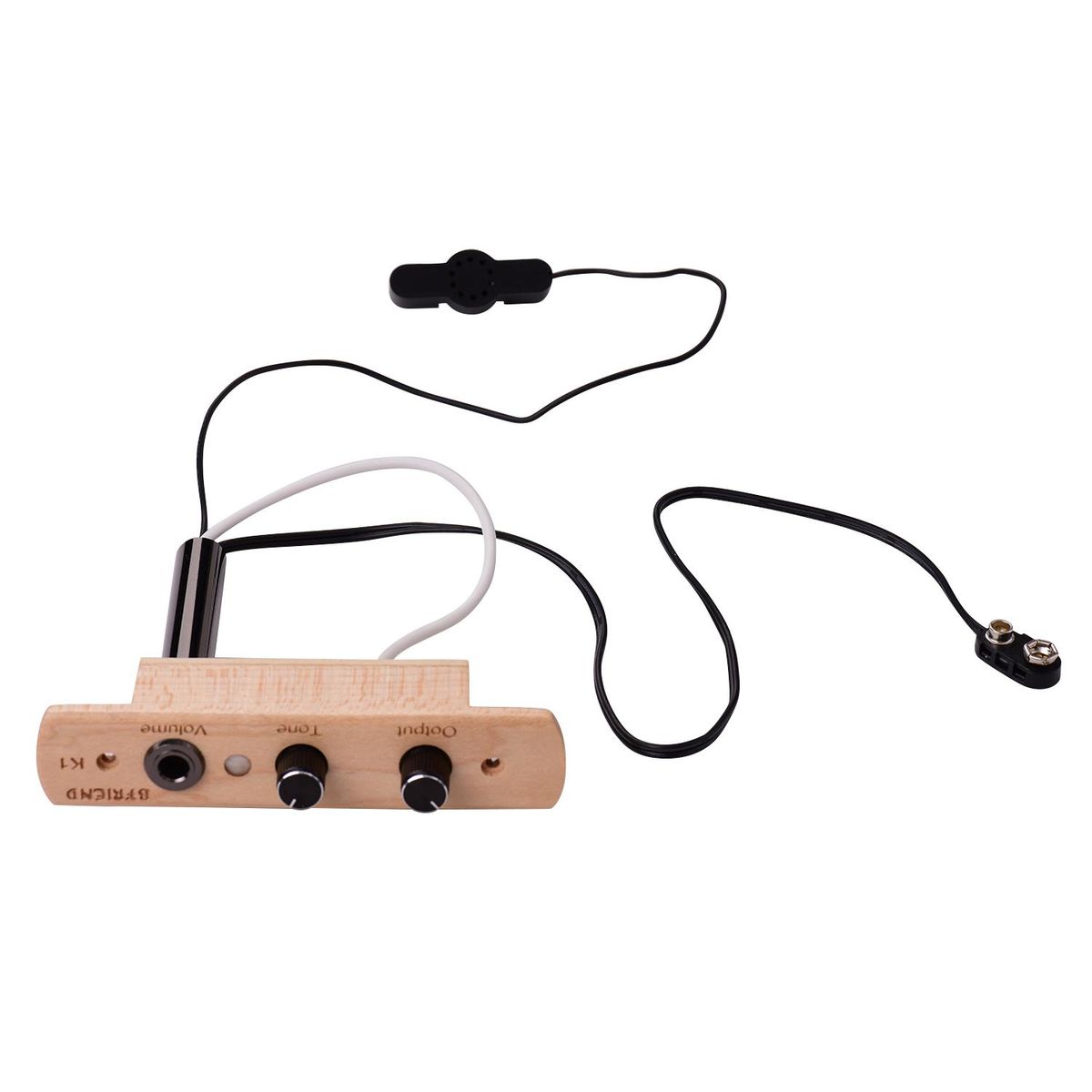 Cajon Drum Sound Hole Pickup Microphone Pick-up System for Box Drum with Tone Volume Control 6.35mm Output Jack