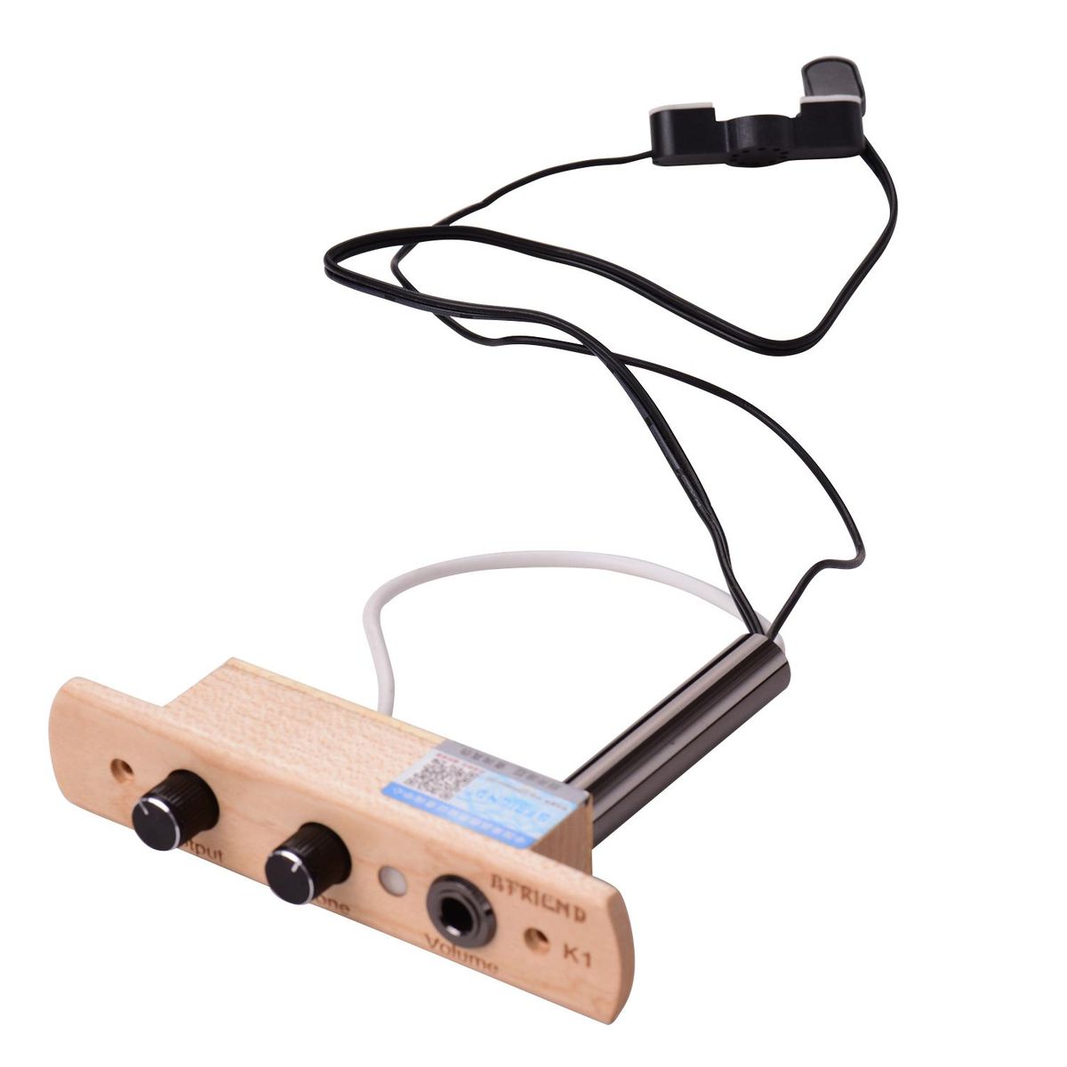 Cajon Drum Sound Hole Pickup Microphone Pick-up System for Box Drum with Tone Volume Control 6.35mm Output Jack