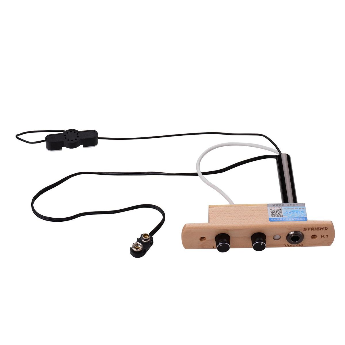 Cajon Drum Sound Hole Pickup Microphone Pick-up System for Box Drum with Tone Volume Control 6.35mm Output Jack