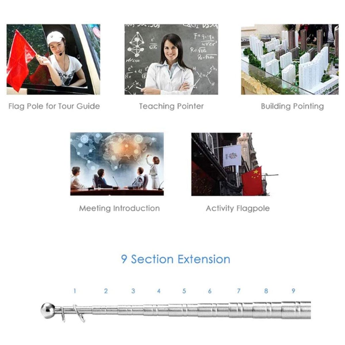 4Pcs Telescopic Pointer Stick Teacher Pointer for Classroom Retractable Pointer Whiteboard Pointer Flagpole