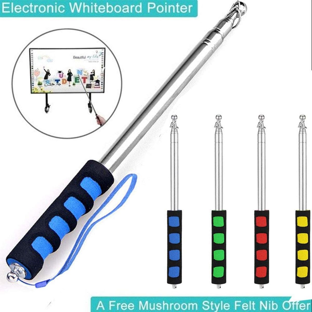 4Pcs Telescopic Pointer Stick Teacher Pointer for Classroom Retractable Pointer Whiteboard Pointer Flagpole
