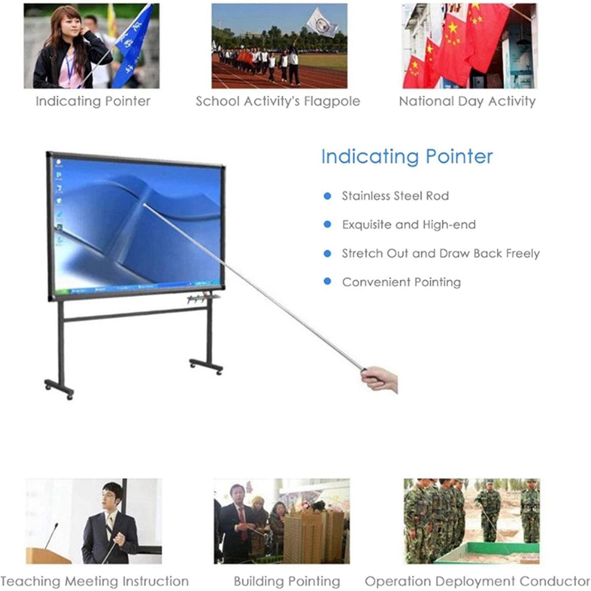 4Pcs Telescopic Pointer Stick Teacher Pointer for Classroom Retractable Pointer Whiteboard Pointer Flagpole