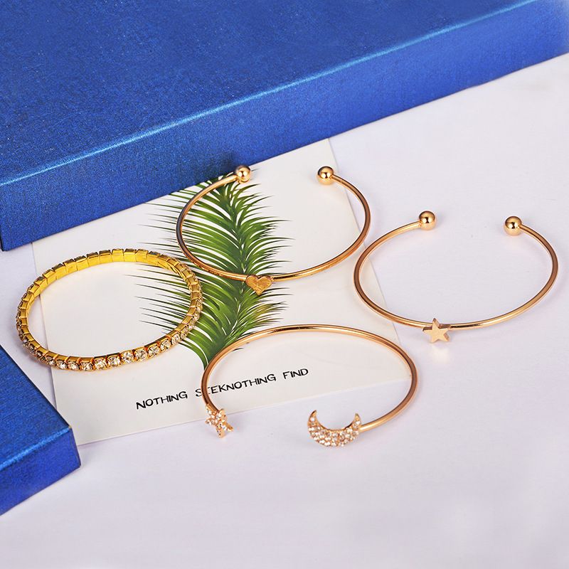 4Pcs/Set Women Bracelets Women Jewelry Fashion Accessorries-Gold