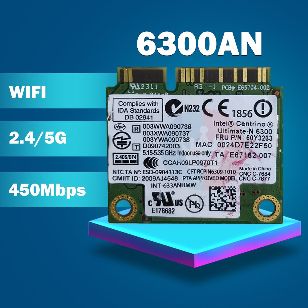 Dual Band 6300AN Half Mini PCIe For In-tel Wifi Card 450M