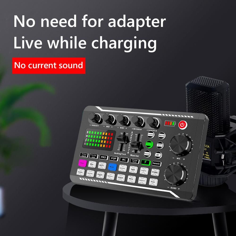 Suspension Microphone Kit Professional Sound Card & Microphone & Mic Arm Bracket Set F998 Live Soundcard BM800 Condenser Microphone Shock Proof Holder Windshield Pop Filter Boom Arm for Studio Recording Live Video Broadcastin