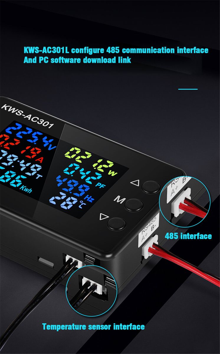 8 In1 Digital Voltmeter Ammeter KWS-AC301 AC 50-300V Power