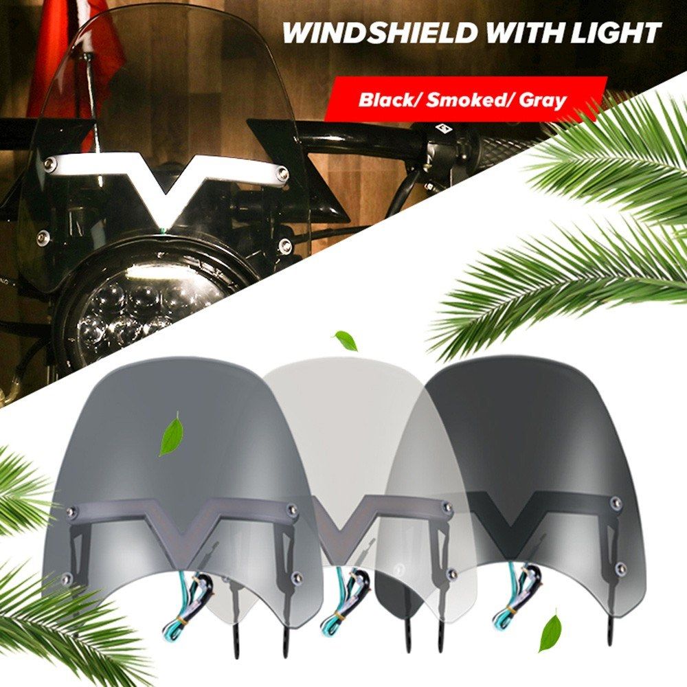Universal Motorcycle Windshield Windscreen With DRL Turn