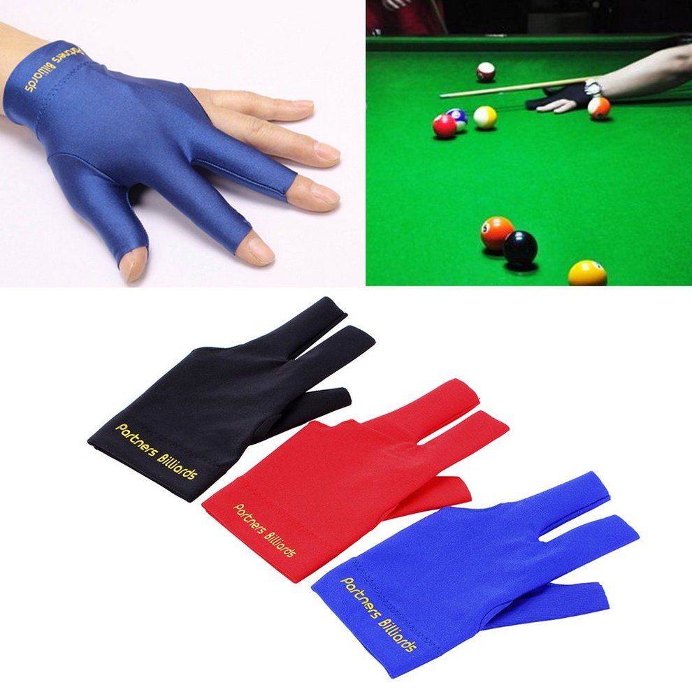Spandex Snooker Billiard Cue Glove Pool Left Hand Open Three Finger Accessory-red