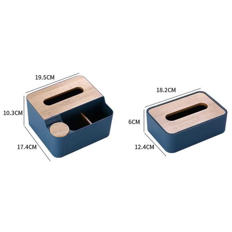 Plastic Tissue Storage Box Removable Tissue Paper Holder Napkin Case TV Air Conditioner Remote Control Organizer with Bamboo Lid