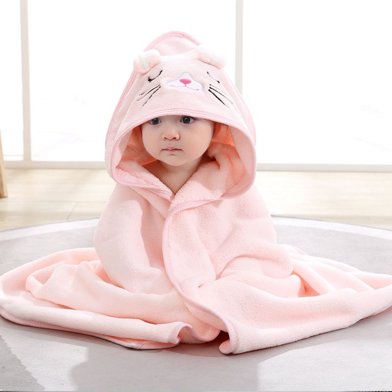 Coral Fleece Super Sof Baby Bath Towel Bathrobe Swaddle