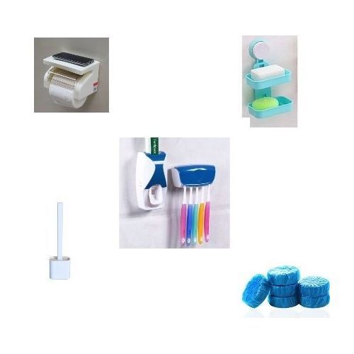Toilet & Bathroom Needs Soap Holder Toothpaste Dispenser, Toilet Roll Holder Toilet Bowl Disinfectant Cleaner