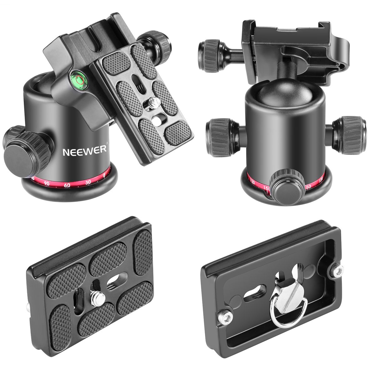 Professional Metal 360 Degree Rotating Panoramic Ball Head With 1/4 Inch Quick Release Plate And Bubble Level,up To 17.6pounds/8kilograms,for Tripod,Monopod,Slider,DSLR Camera,Camcorder