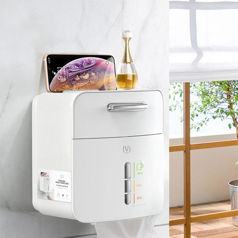 Paper Towel Dispenser Toilet Paper Holder Waterproof Tissue Box Wall Mount Storage Shelf Rack Paper Storage Box Bathroom Product