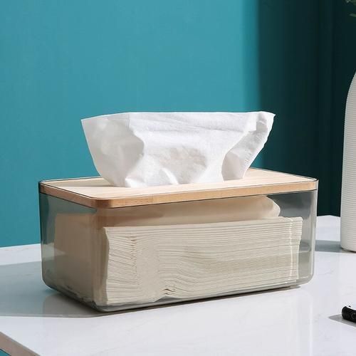 Nordic Minimalist Creative Wood Cover Plastic Tissue Box Holder Kitchen Storage Box Office Home Organizer Table Tissue Box