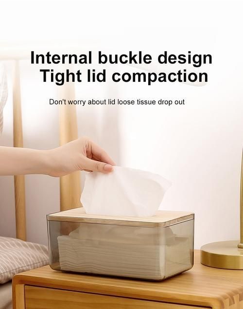 Nordic Minimalist Creative Wood Cover Plastic Tissue Box Holder Kitchen Storage Box Office Home Organizer Table Tissue Box