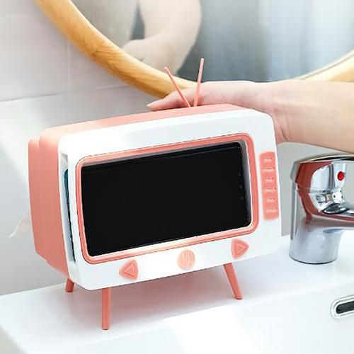 Tv Tissue Box Mobile Phone Stand Desktop Tissue Napkin Container Holder Rack Napkin Case Organizer Home Car Decor Toys Boxes