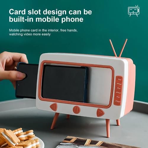 Tv Tissue Box Mobile Phone Stand Desktop Tissue Napkin Container Holder Rack Napkin Case Organizer Home Car Decor Toys Boxes