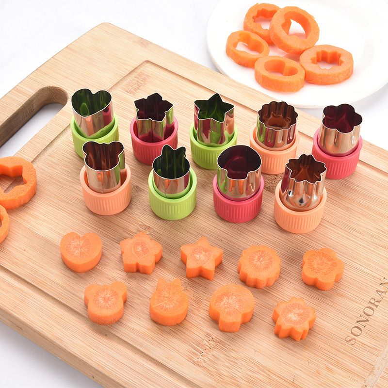 Star Heart Shape Vegetables Cutter Plastic Handle 3Pcs