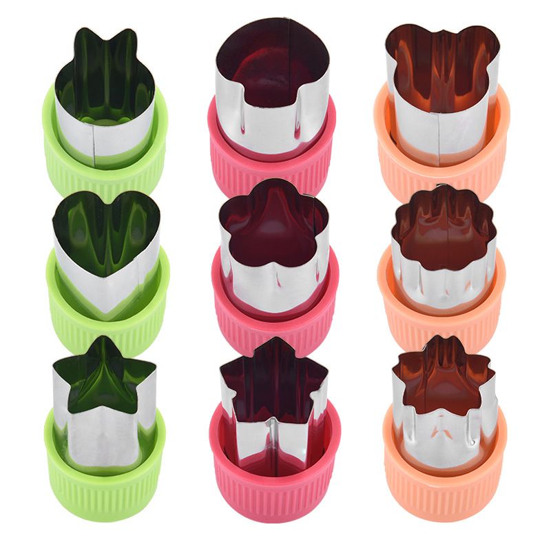 Star Heart Shape Vegetables Cutter Plastic Handle 3Pcs
