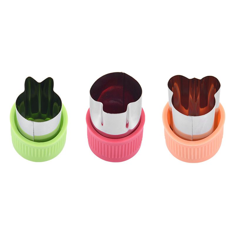 Star Heart Shape Vegetables Cutter Plastic Handle 3Pcs
