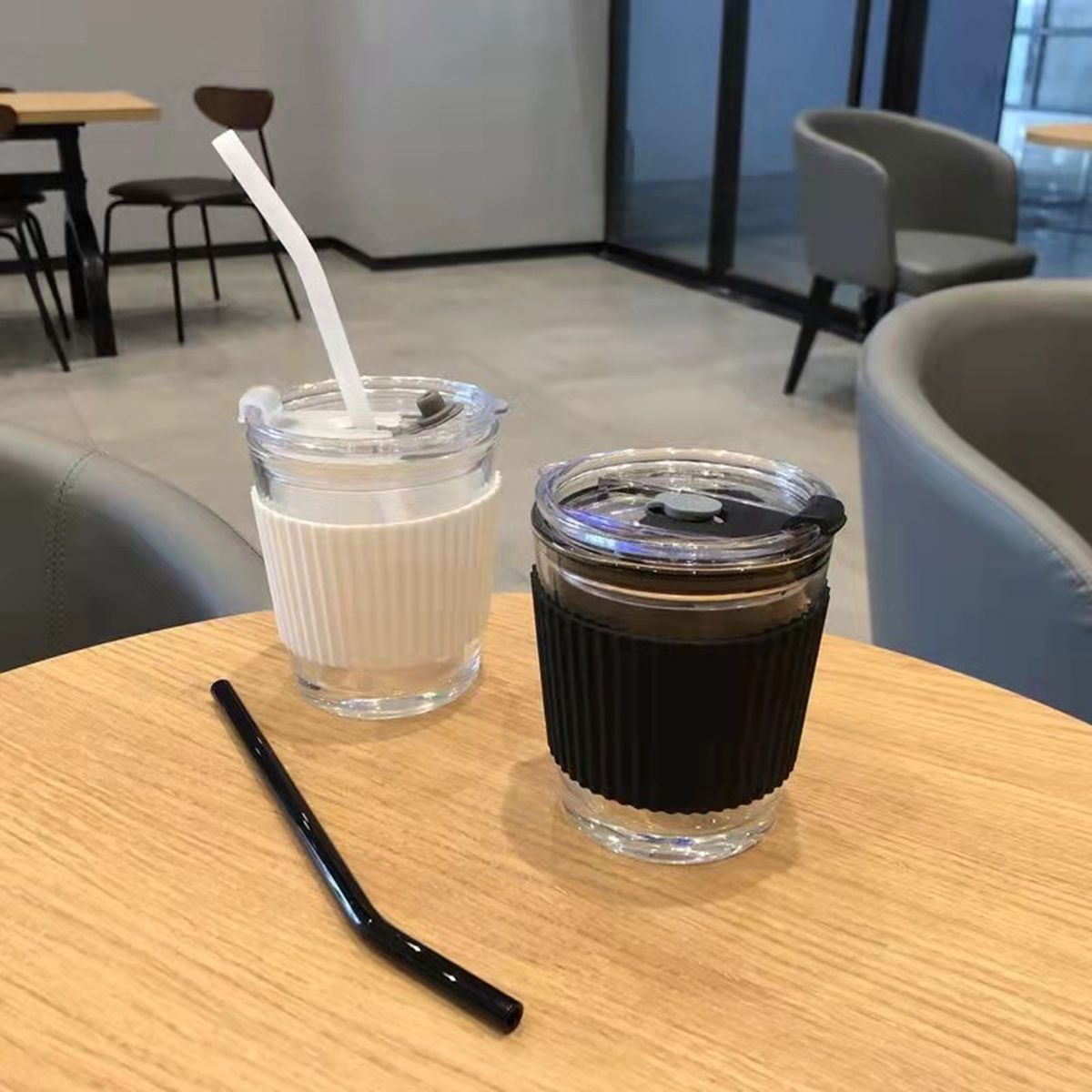 Coffee Beer Water Cup Drink Mug With Cover With Straws